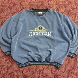 90s Michigan Wolverines University Boxy Crewneck Sweater
